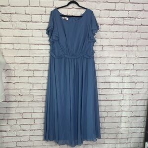 jjshouse blue bridesmaid dresses JJs House | | Jjs House Slate Vneck Aline Chiffon Asymmetrical Event Dress Bottom Size:32x32 Bachelorette Bcbgmaxazria One-Shoulder Floral Appliqué length A